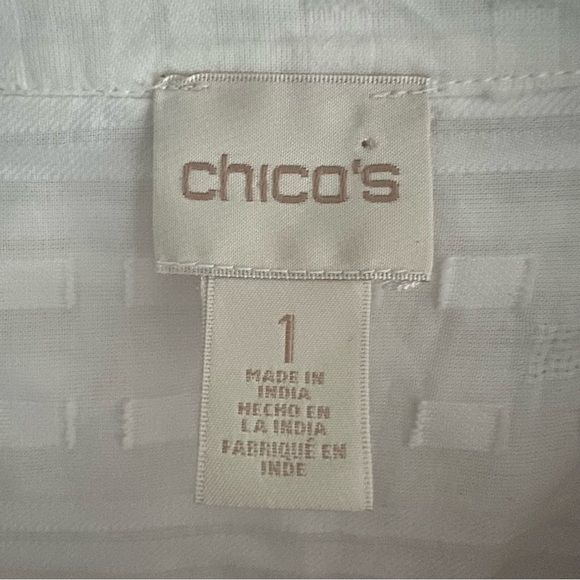 Chico's White Tassel Embroidery Top Blouse Size M Boho Artsy Eclectic V Neck - Picture 6 of 9